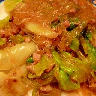 いなばの缶詰で☆レタスと春雨のエスニック炒め